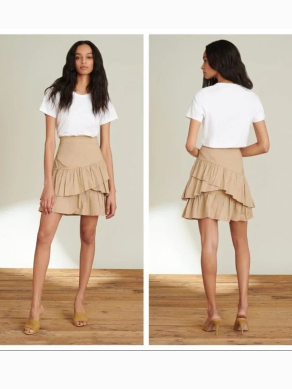 Veronica Beard Jeans Noha T-Shirt Dress Xs Flared Ruffle Tiered Mini